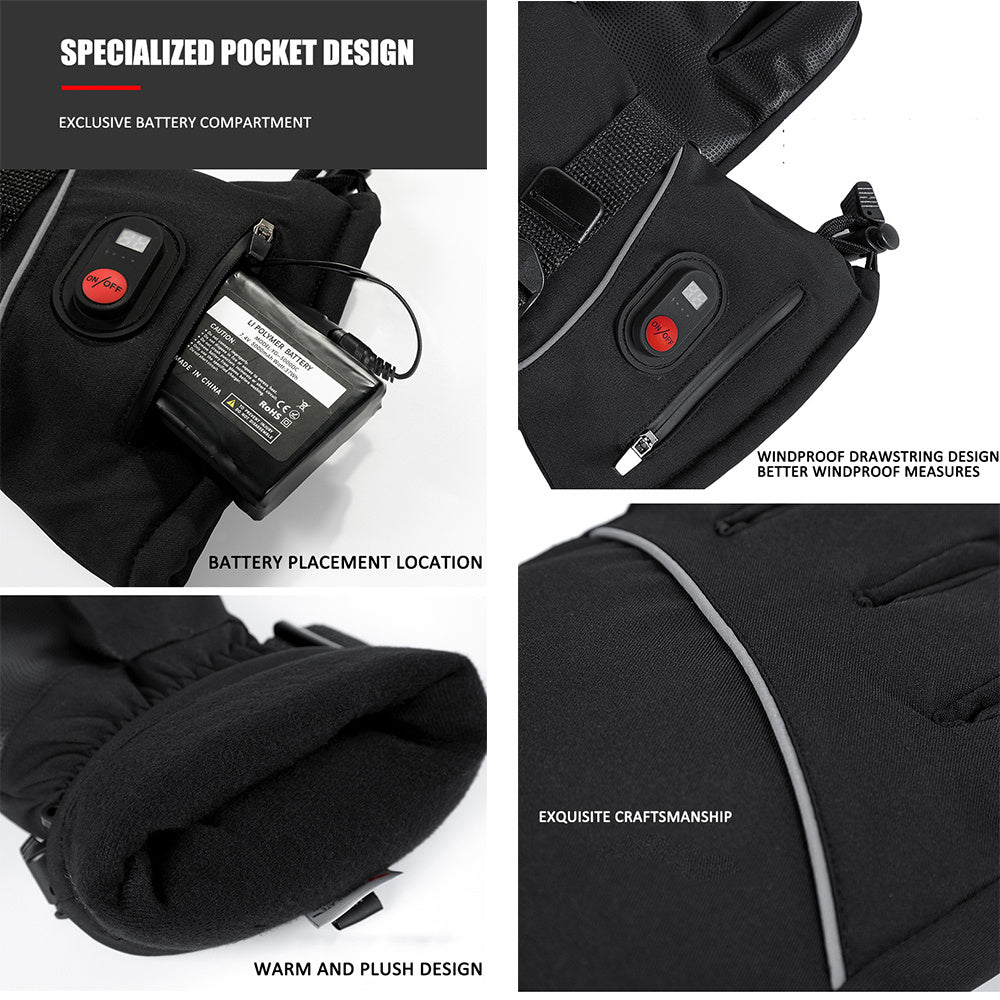 Heated Winter Gloves with 3-Temp Windproof Outdoor (3000mAh)