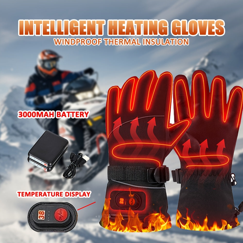 Heated Winter Gloves with 3-Temp Windproof Outdoor (3000mAh)