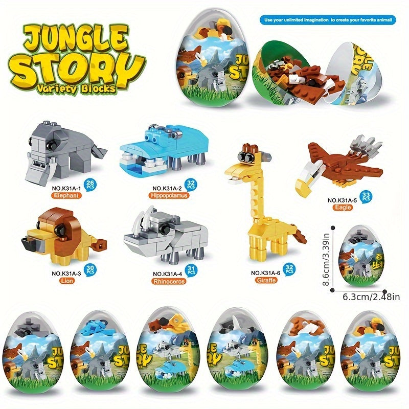 Easter Forest Animal Egg Building Blocks Set (6pcs)