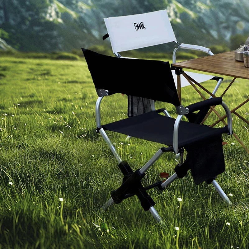 Foldable Aluminum Portable Camping Seat 100kg Capacity Black