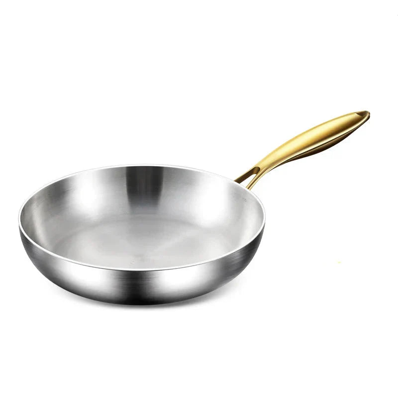 316 Stainless Steel Nonstick Frying Pan 7-Ply Wok Pan Silver