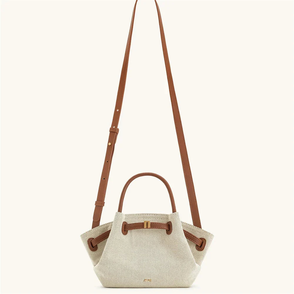 Women's Canvas Brown Mini Crossbody Shoulder Bag (Brown)