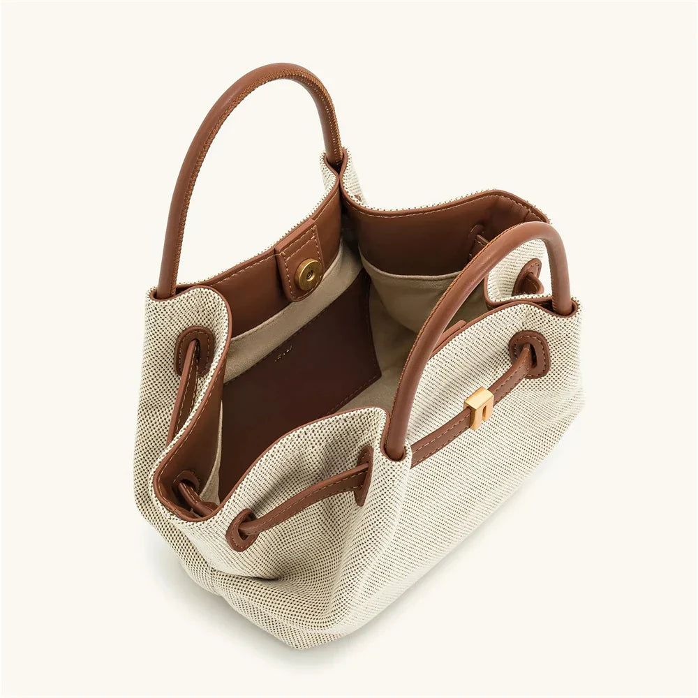 Women's Canvas Brown Mini Crossbody Shoulder Bag (Brown)