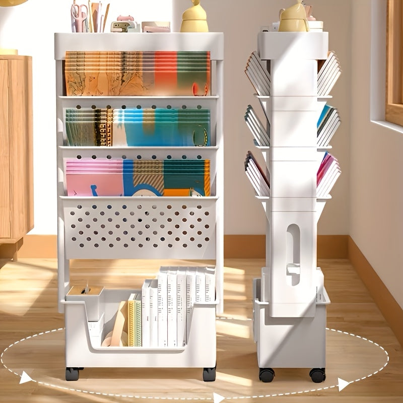 Wheeled Book Storage Rack Organizer (5-Tier)