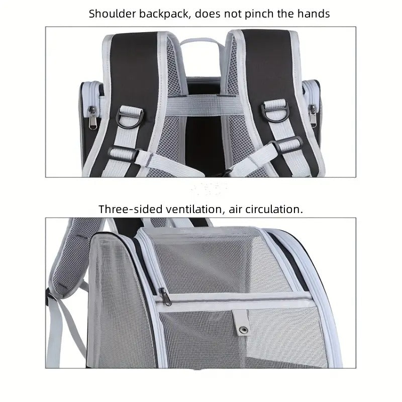 Expandable Cat Backpack Carrier with 3-Sided Mesh